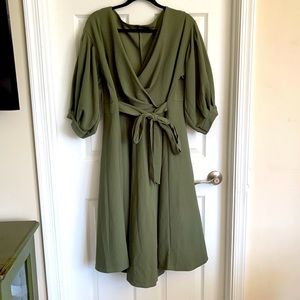 Boohoo Plus Off Shoulder Midi Wrap Dress
